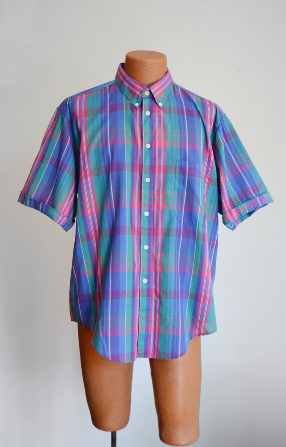 80s/90s Levis ColorGraphs Plaid Shirt - 50" Chest - image 1