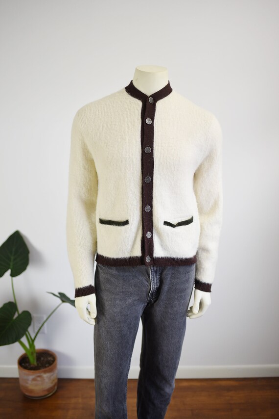 1960s Elbow Patch Mohair Cardigan - image 2