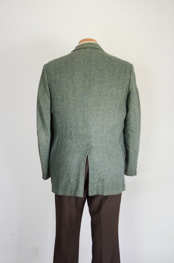 Green Herringbone Wool Blazer - image 8