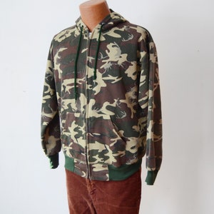 1970s Camo Zip Up Hoodie - M