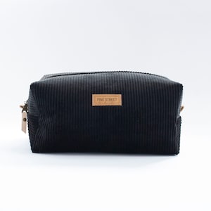 Corduroy  Boxy Bag, Black Corduroy Pouch, Unique Gift, Makeup Bag, Boxy Bag, Cozy Pouch