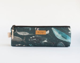 Whale Pencil Pouch, Zipper Pouch, Pencil Pouch, Gadget Bag, Ocean Creatures