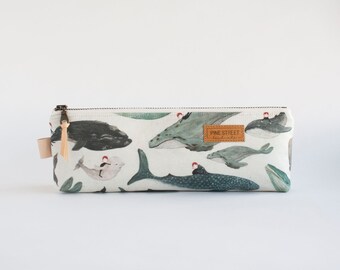 Whale Rider Pencil Pouch, Zipper Pouch, Pencil Pouch, Gadget Bag, Ocean Creatures