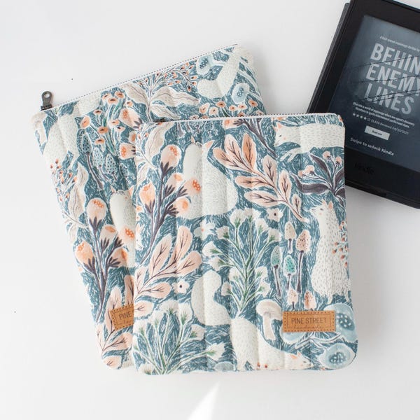 Quilted eReader Sleeve, eReader Sleeve, Padded Kindle Case, Gift For Book Lovers