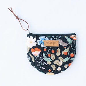 Rifle Paper Co. Print Coin Wallet, Coin Purse, Floral Coin Pouch, Gift Card Holder, Handmade Gift, Round Bottom Pouch