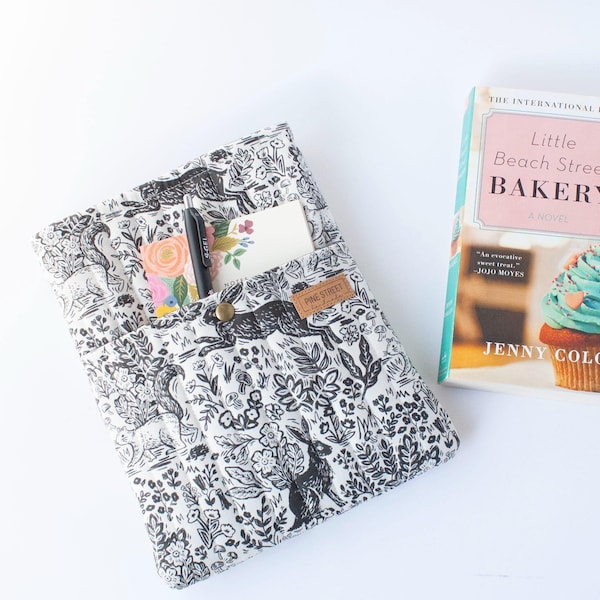 Quilted Rifle Paper Co. Book Sleeve, Quilted Book Pouch, Gift For Book Lovers