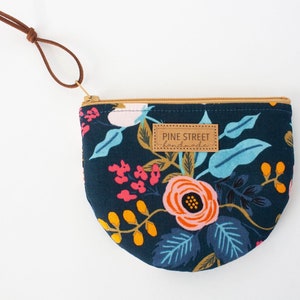 Monedero con estampado de Rifle Paper Co., monedero, monedero floral, tarjetero, regalo hecho a mano, bolsa de fondo redondo