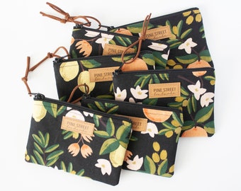 Rifle Paper Co. Mini Wallet, Small Coin Pouch, Handmade Gift, Canvas Citrus Zipper Pouch