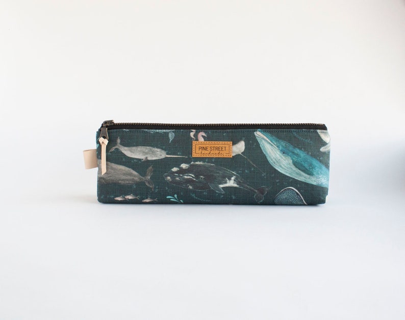 Whale Pencil Pouch, Zipper Pouch, Pencil Pouch, Gadget Bag, Ocean Creatures image 1