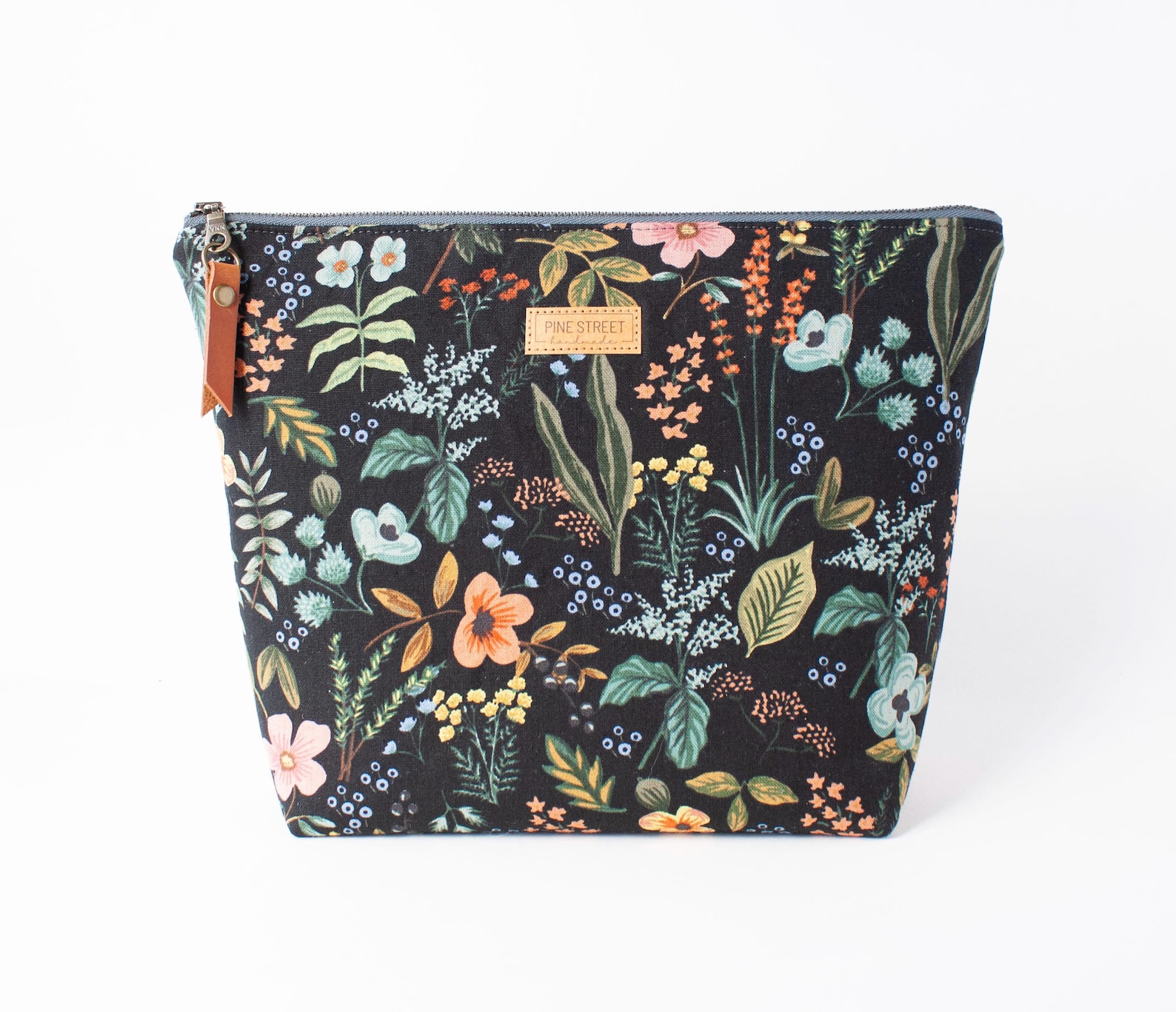 Image of Handmade Large Floral Zipper Pouch in Rifle Paper Co Fabric - PineStreetHandmade