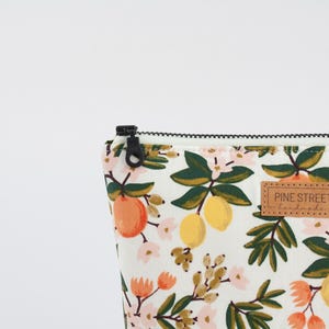 Citrus Print Zipper Pouch, Lemon Print Zipper Pouch, Cosmetic Bag, Travel Bag, Handmade Gift image 2