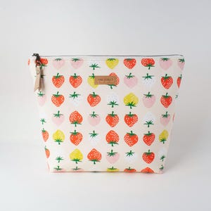 Strawberries Zipper Bag, Large Zipper Pouch, Unique Gift, Makeup Bag, Large Cosmetic Bag