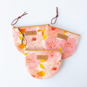 Bright Floral Coin Purse, Fabric Pouch, Zipper Coin Pouch, Handmade Gift