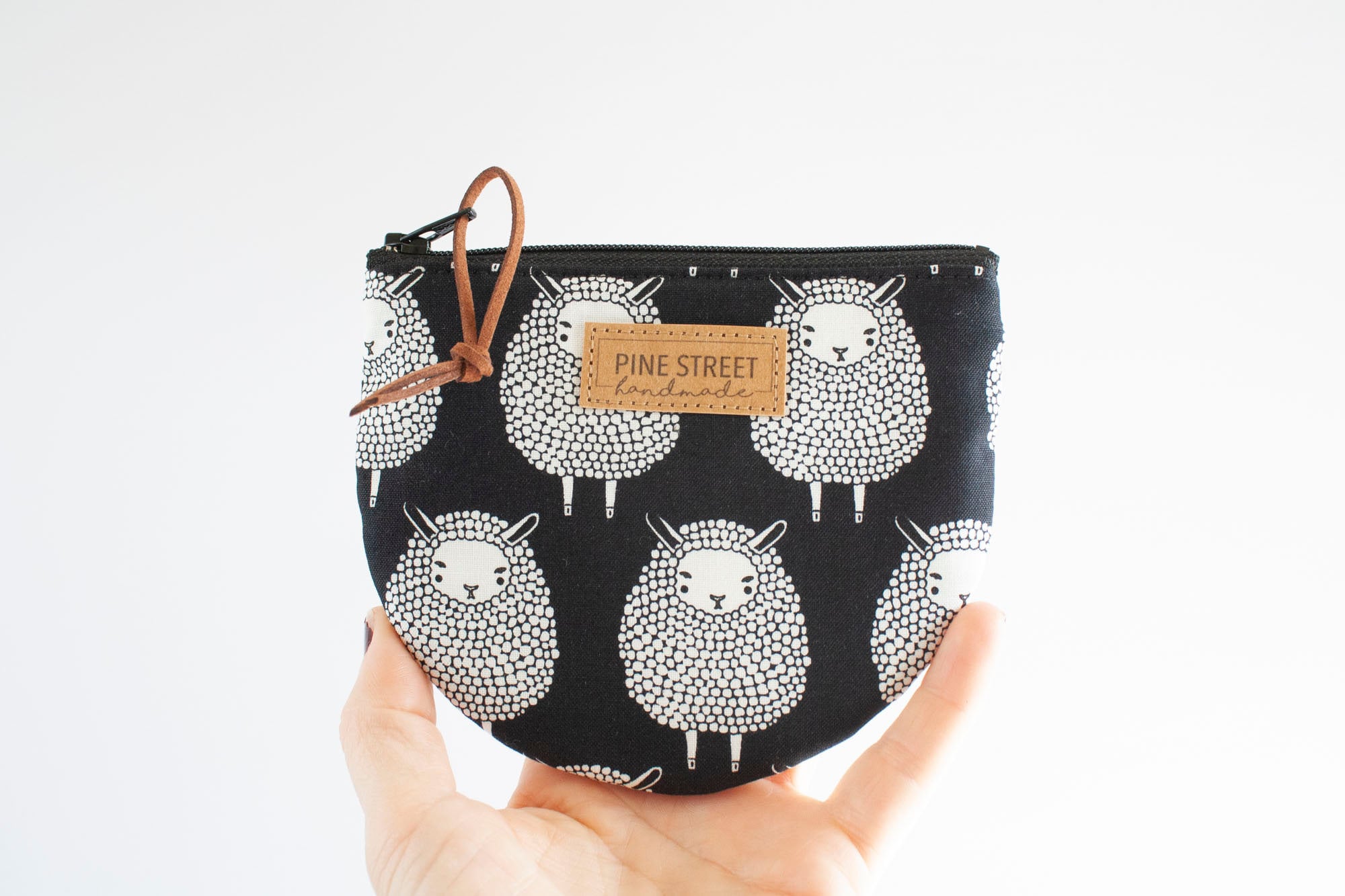 Black Sheep Coin Purse, Fabric Pouch, Zipper Coin Pouch, Gifts for