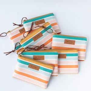 Bright Stripe Coin Wallet, Coin Purse, Zipper Coin Pouch, Gift Card Holder, Handmade Gift