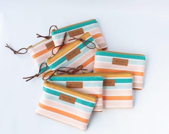 Bright Stripe Coin Wallet, Coin Purse, Zipper Coin Pouch, Gift Card Holder, Handmade Gift