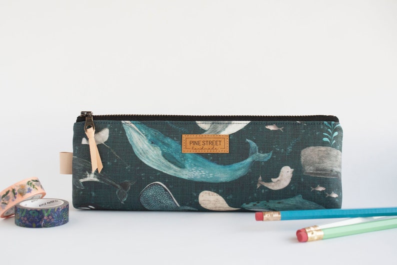 Whale Pencil Pouch, Zipper Pouch, Pencil Pouch, Gadget Bag, Ocean Creatures image 4