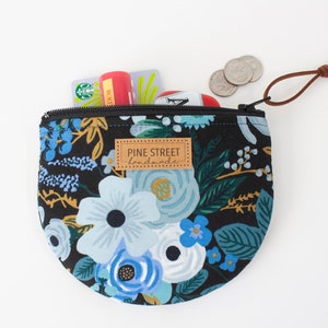 Rifle Paper Co. Print Coin Wallet, Coin Purse, Floral Coin Pouch, Gift Card Holder, Handmade Gift, Round Bottom Pouch image 3