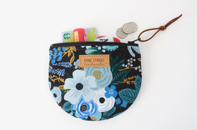 Rifle Paper Co. Print Coin Wallet, Coin Purse, Floral Coin Pouch, Gift Card Holder, Handmade Gift, Round Bottom Pouch image 3