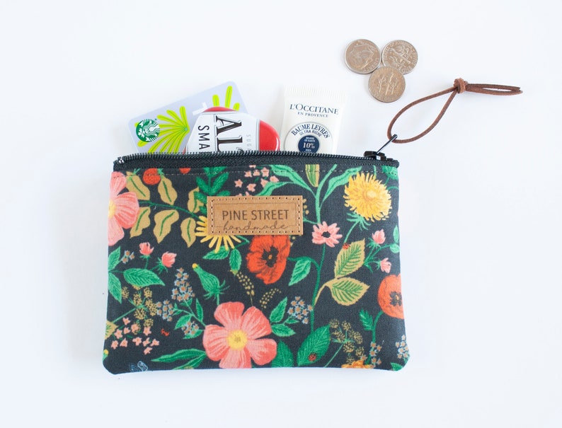 Rifle Paper Co. Print Coin Wallet, Coin Purse, Floral Coin Pouch, Gift Card Holder, Handmade Gift image 4