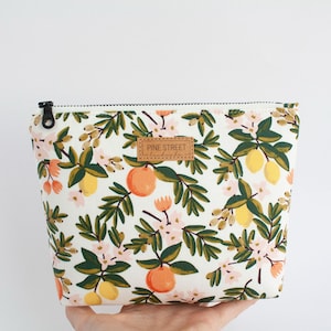Citrus Print Zipper Pouch, Lemon Print Zipper Pouch, Cosmetic Bag, Travel Bag, Handmade Gift image 8
