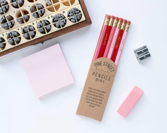 Valentine's Day Pencil Set, Valentine's Day Gift, Galentine's Day Pencil, Pencil Set