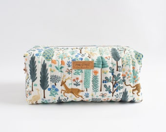 Rifle Paper Co. Quilted Zipper Bag, Quilted Pouch, Unique Gift, Make-Up Bag, Boxy Bag, Quilted Boxy Bag