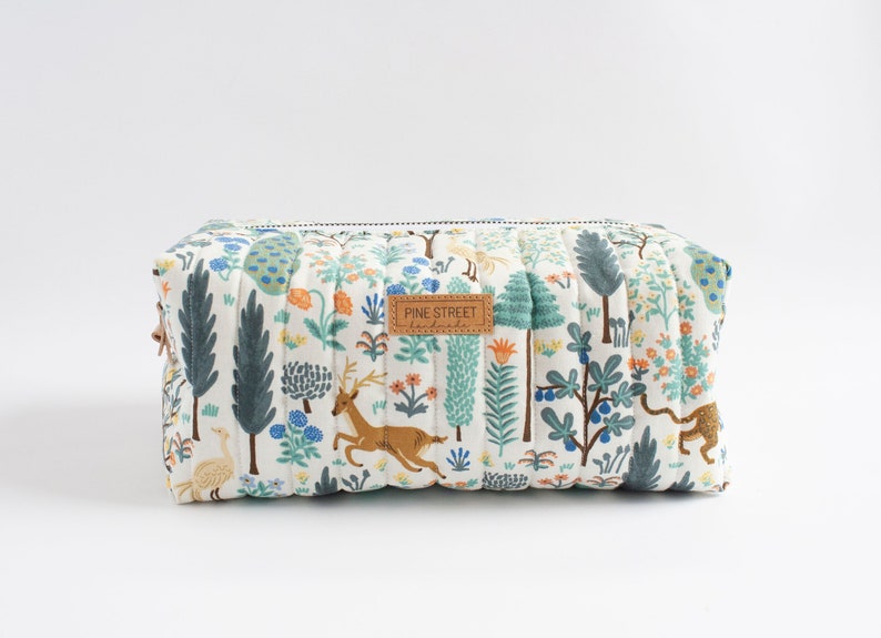 Rifle Paper Co. Quilted Zipper Bag, Quilted Pouch, Unique Gift, Make-Up Bag, Boxy Bag, Quilted Boxy Bag image 1