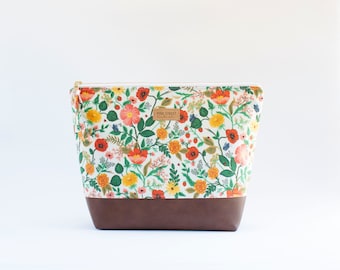 Rifle Paper Co. Zipper Bag, Floral Zipper Pouch, Unique Gift, Make-Up Bag, Large Cosmetic Bag