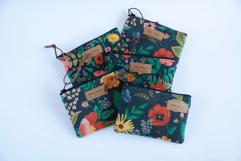 Rifle Paper Co. Print Coin Wallet, Coin Purse, Floral Coin Pouch, Gift Card Holder, Handmade Gift image 1