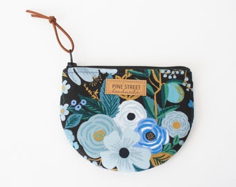 Rifle Paper Co. Print Coin Wallet, Coin Purse, Floral Coin Pouch, Gift Card Holder, Handmade Gift, Round Bottom Pouch