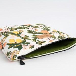 Citrus Print Zipper Pouch, Lemon Print Zipper Pouch, Cosmetic Bag, Travel Bag, Handmade Gift image 7