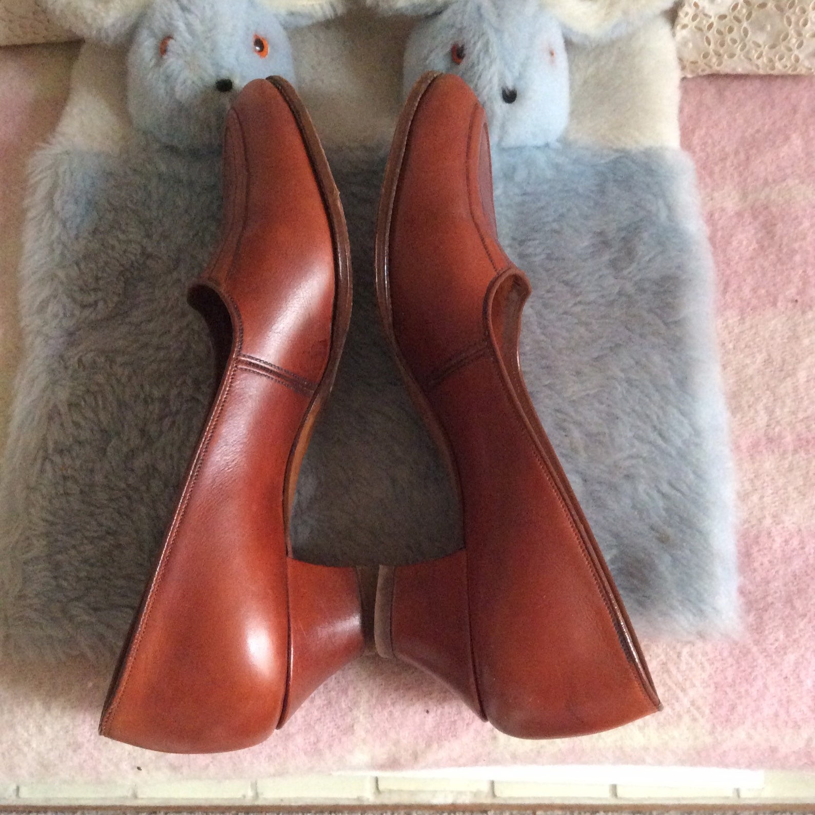 1940s Brown Leather Slip on Loafers Shoes Size 5 Etsy UK