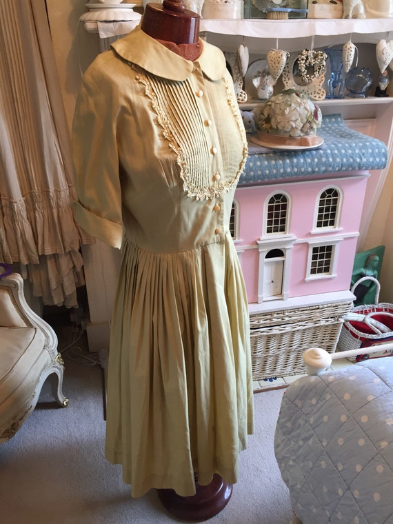1950s yellow cotton shirt waister