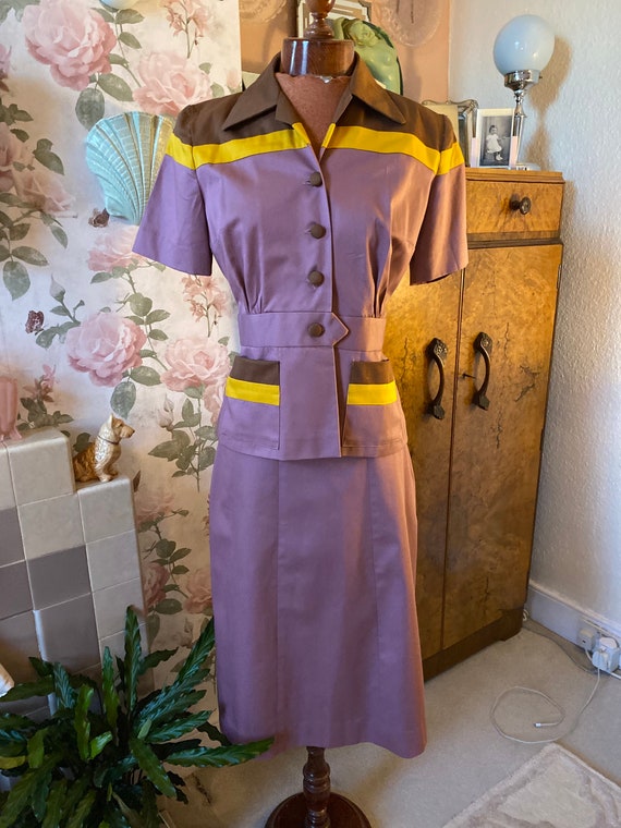 Reproduction 1940s skirtsuit made from original pa