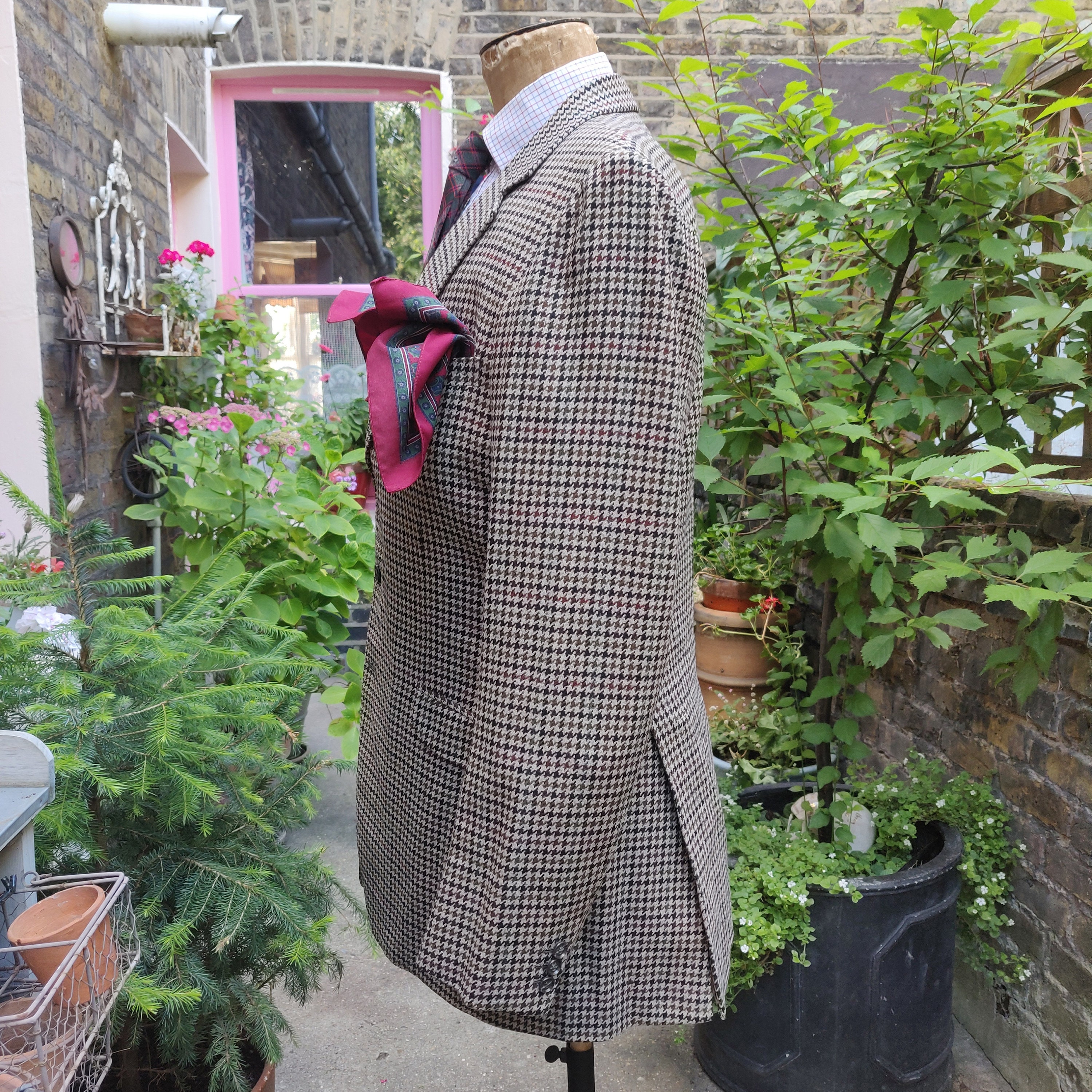 Bespoke Tweed Jacket Made in the Late 1970s. Houndstooth Bespoke Tweed Jacket Made in the Late 1970s. Houndstooth