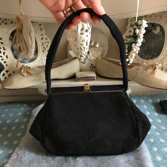 1940s black Corde handbag