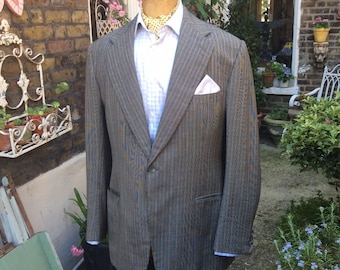 Bespoke Savile Row striped wool blazer by Donaldson, Williams & G. Ward. Very good condition. Working cuffs. Size: abt 46 L