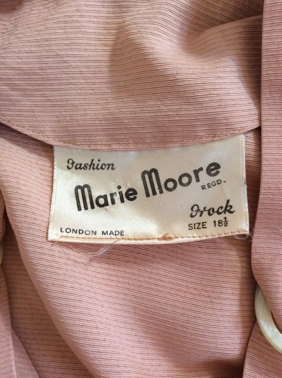 Vintage 1940s pink crêpe dress by Marie Moore. Vo… - image 7