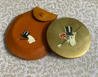 vintage 1920s 1930s top hat art deco novelty Stratton compact with case m.