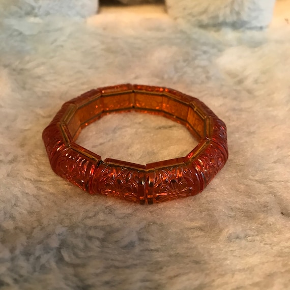 1930s 1940s art deco amber glass bracelet