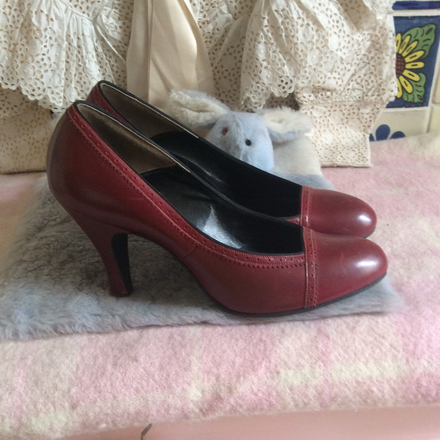 Late 1940s Red Leather High Heeled Court Shoes Size 5. - Etsy UK