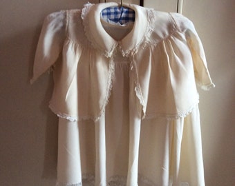 1920s silk babies dress and jacket with lace trim.