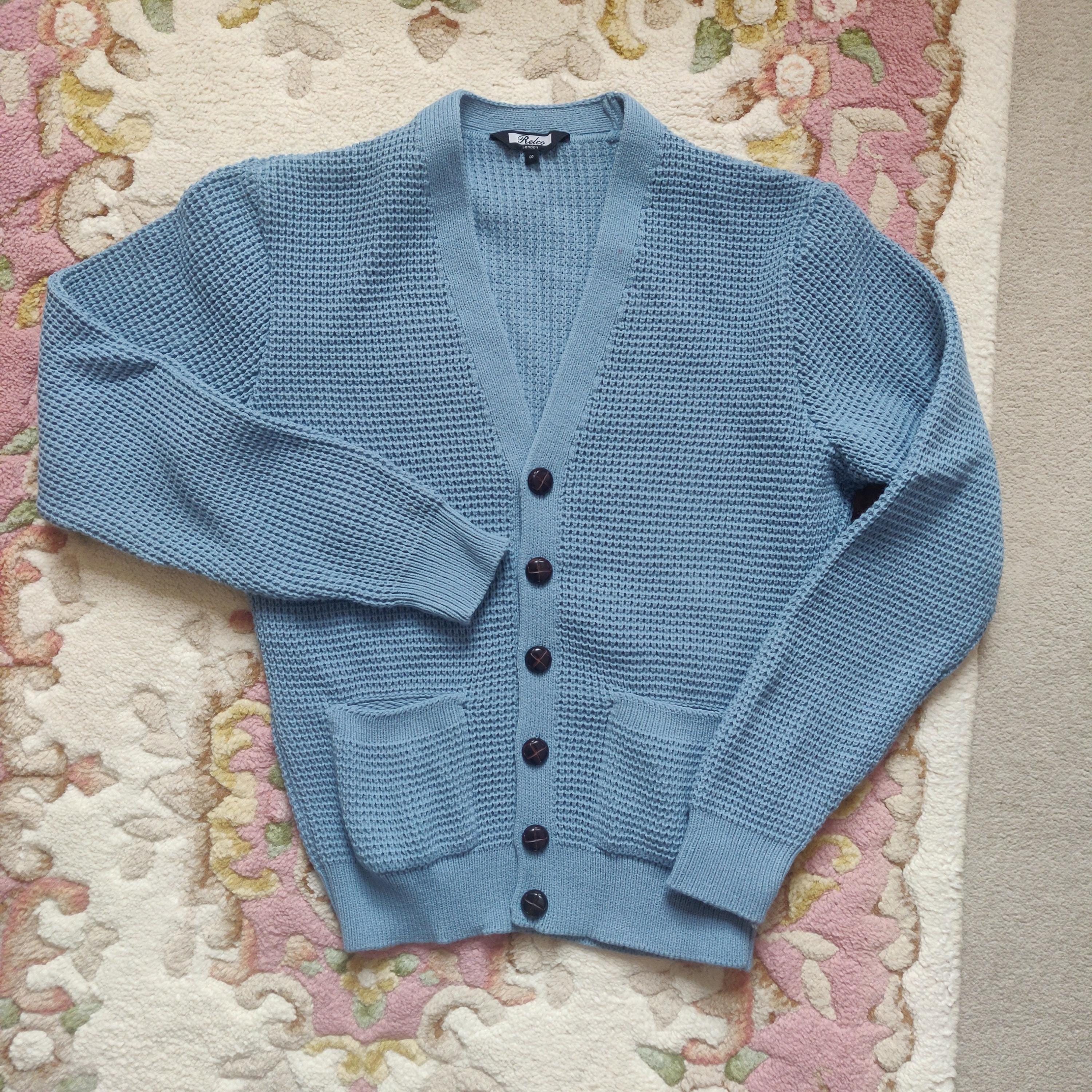 Cardigan Uomo A Maglia A Nido D'ape, Scollo A V E Bottoni, Morbido E Caldo Per Autunno E Inverno