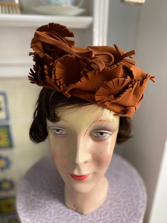 Vintage 1930s 1940s Caramel Brown Pillbox Hat. VGC - Etsy  display picture 2