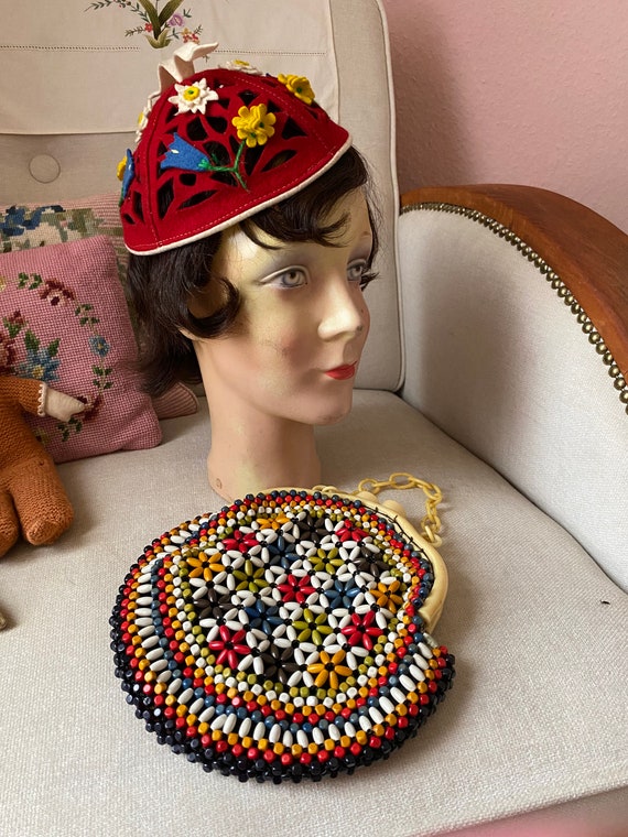 Vintage 1920s 1930s red yellow blue and green woo… - image 7