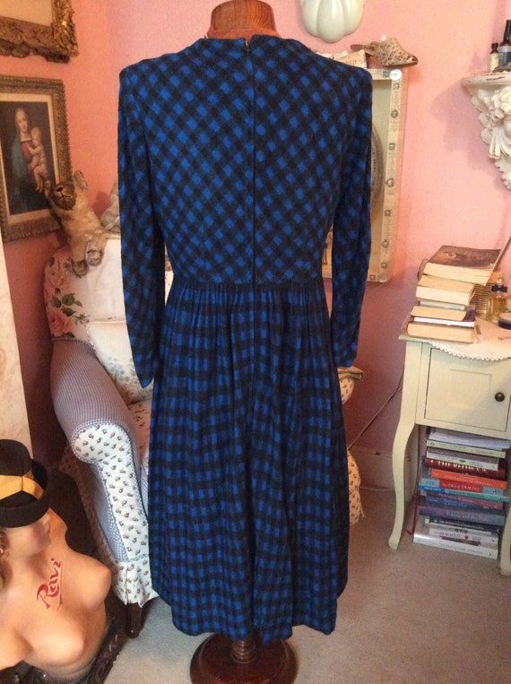1950s felt wool mix royal blue houndstooth check … - image 5