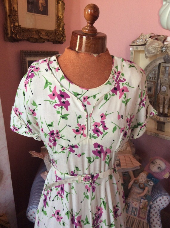 1940s linen day dress - image 3