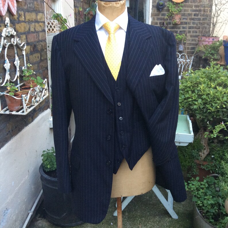 Denman & Goddard a medida pinstripe traje de 3 piezas de 1972 Etsy