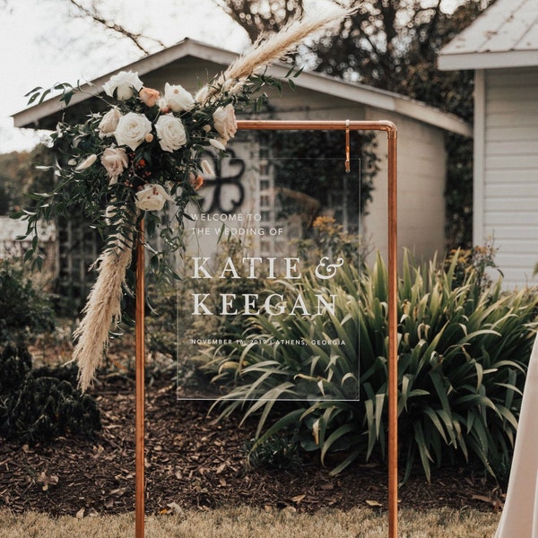Copper stand welcome sign, wedding bar stand, seating chart stand